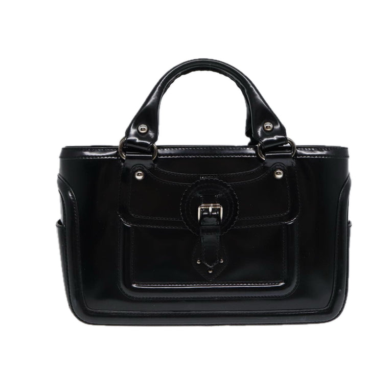 Celine Hand Bag Leather Black Silver Auth bs17403