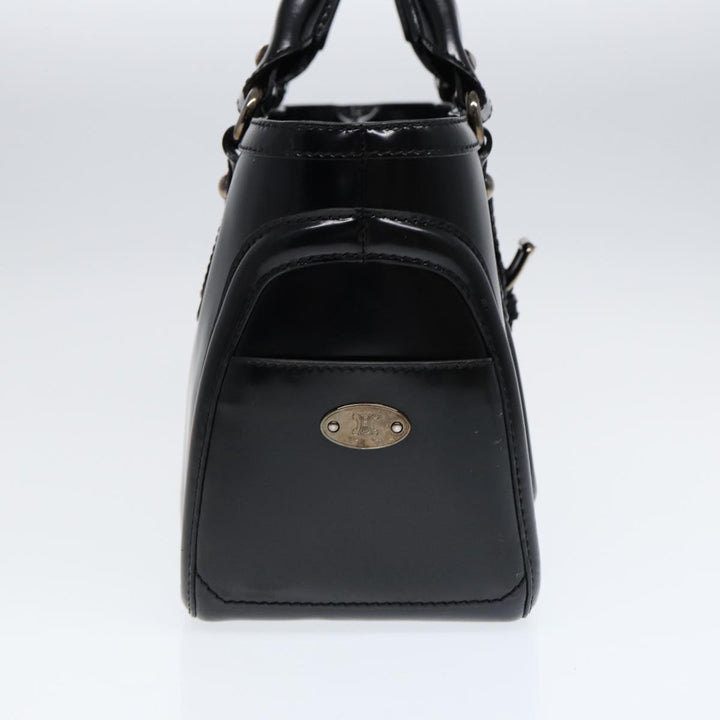 Celine Hand Bag Leather Black Silver Auth bs17403