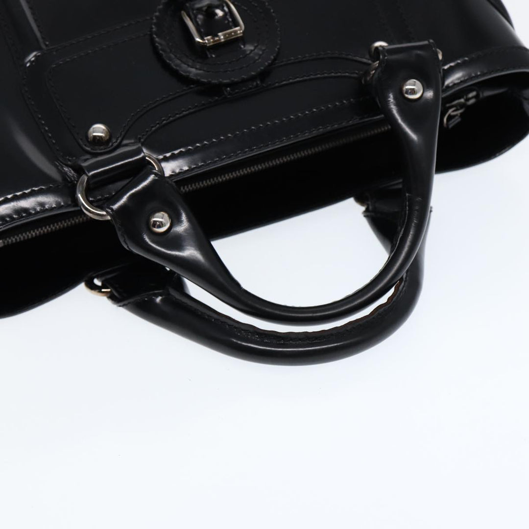 Celine Hand Bag Leather Black Silver Auth bs17403