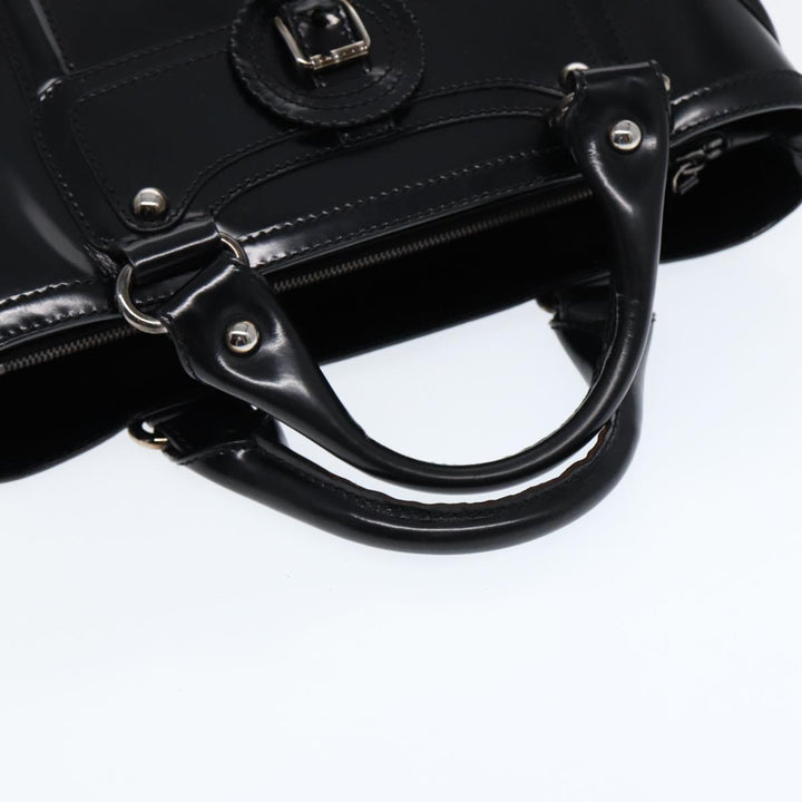 Celine Hand Bag Leather Black Silver Auth bs17403
