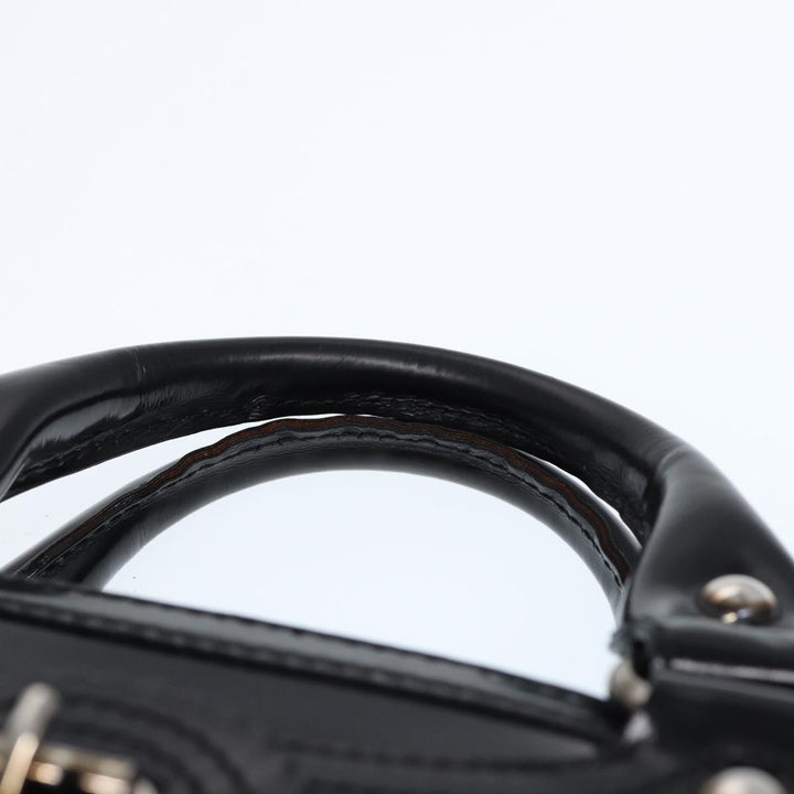 Celine Hand Bag Leather Black Silver Auth bs17403