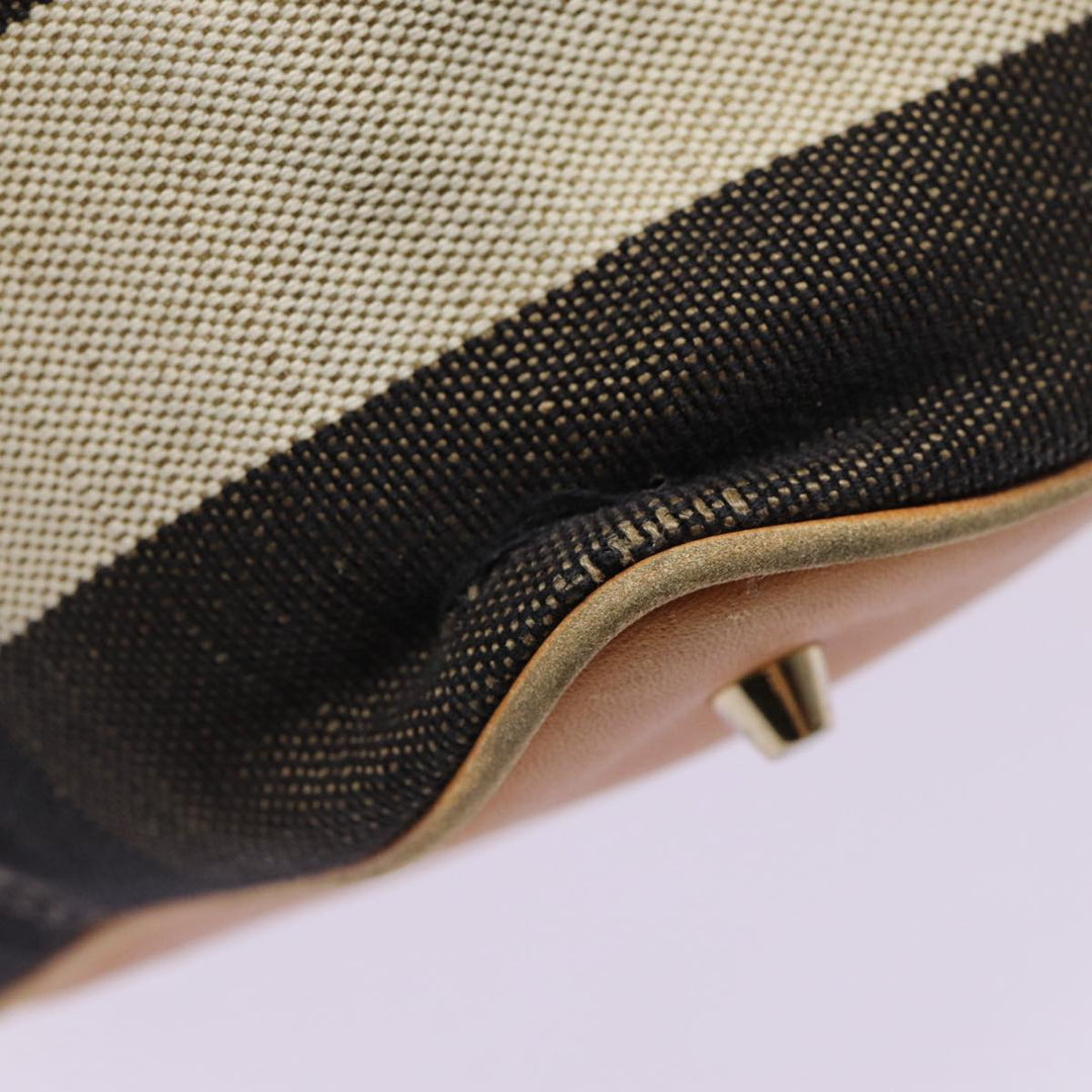 Burberry Nova Check Hand Bag Canvas 2way Beige Gold Auth bs17419
