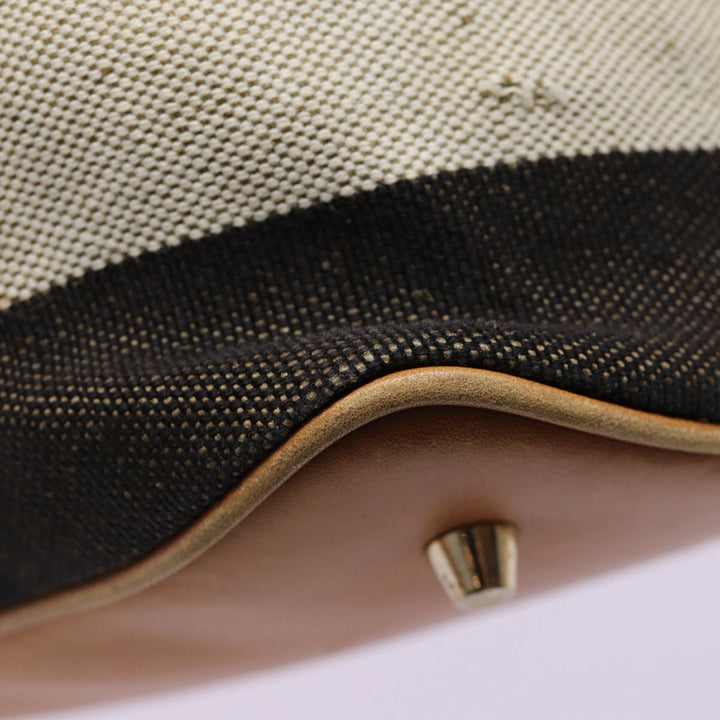 Burberry Nova Check Hand Bag Canvas 2way Beige Gold Auth bs17419