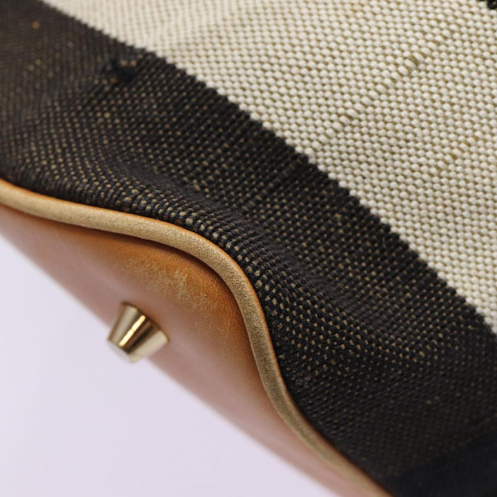 Burberry Nova Check Hand Bag Canvas 2way Beige Gold Auth bs17419