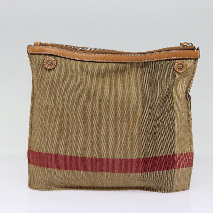Burberry Nova Check Hand Bag Canvas 2way Beige Gold Auth bs17419