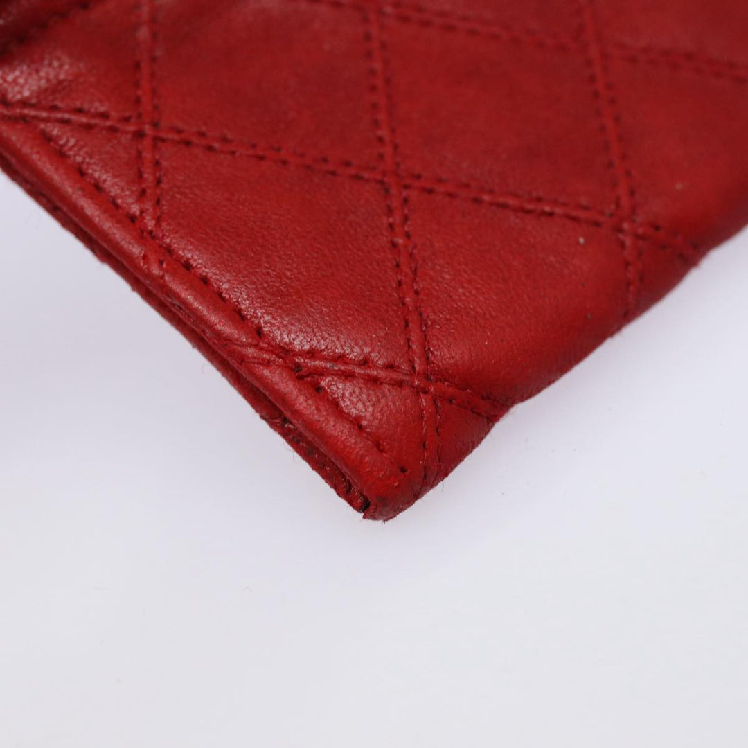 Chanel Bicolore Wallet Leather Red Gold CC Auth bs17431