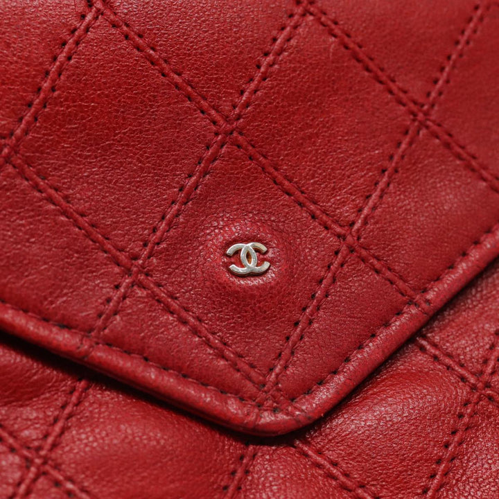 Chanel Bicolore Wallet Leather Red Gold CC Auth bs17431