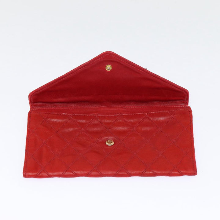 Chanel Bicolore Wallet Leather Red Gold CC Auth bs17431