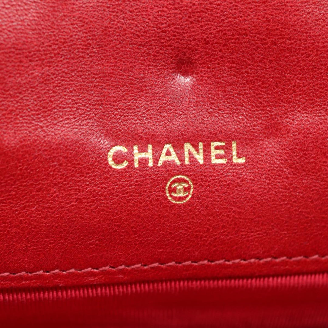 Chanel Bicolore Wallet Leather Red Gold CC Auth bs17431
