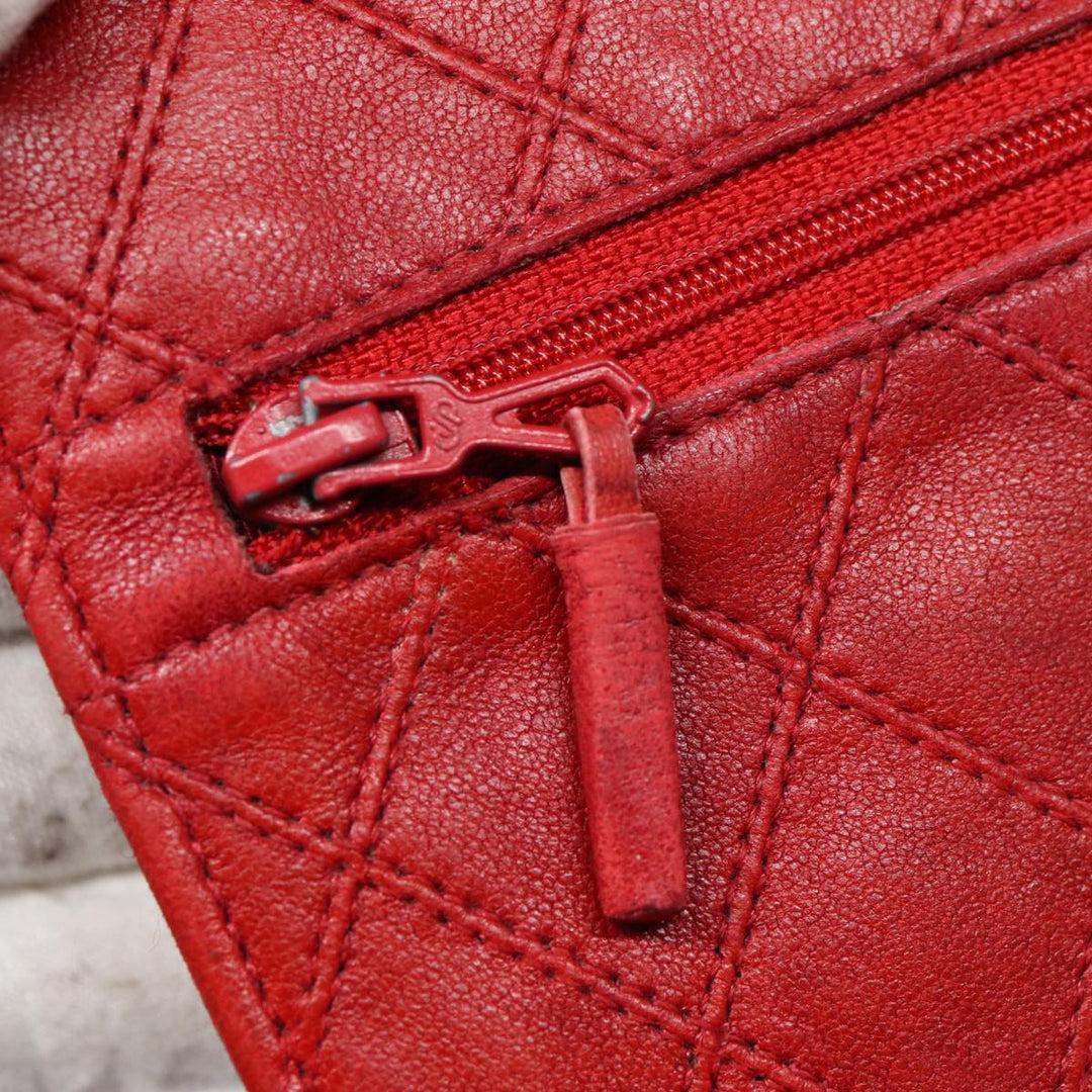 Chanel Bicolore Wallet Leather Red Gold CC Auth bs17431