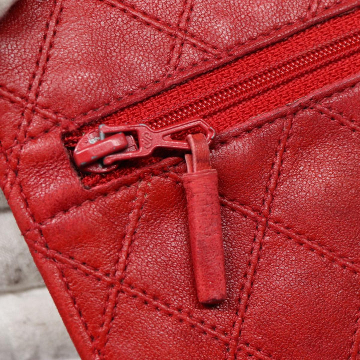 Chanel Bicolore Wallet Leather Red Gold CC Auth bs17431