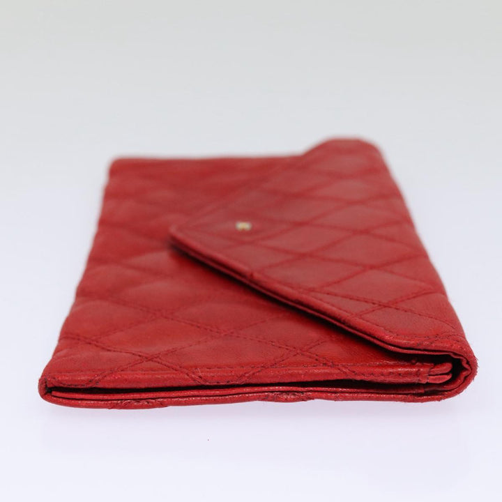 Chanel Bicolore Wallet Leather Red Gold CC Auth bs17431