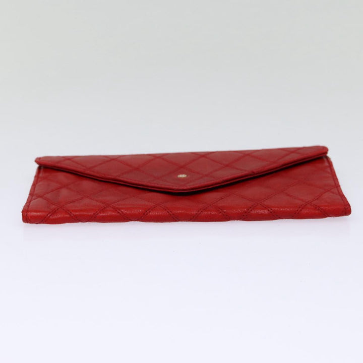 Chanel Bicolore Wallet Leather Red Gold CC Auth bs17431