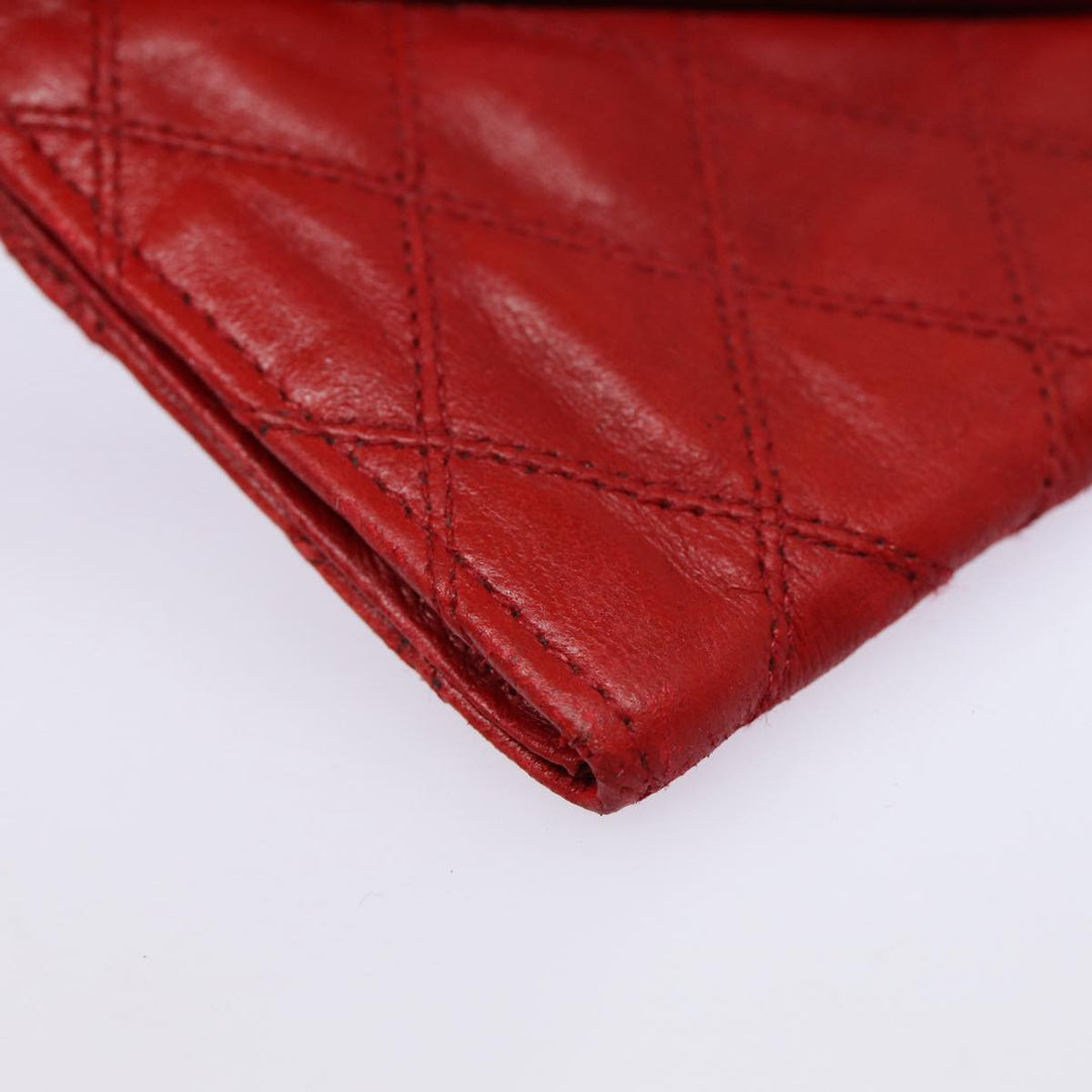 Chanel Bicolore Wallet Leather Red Gold CC Auth bs17431