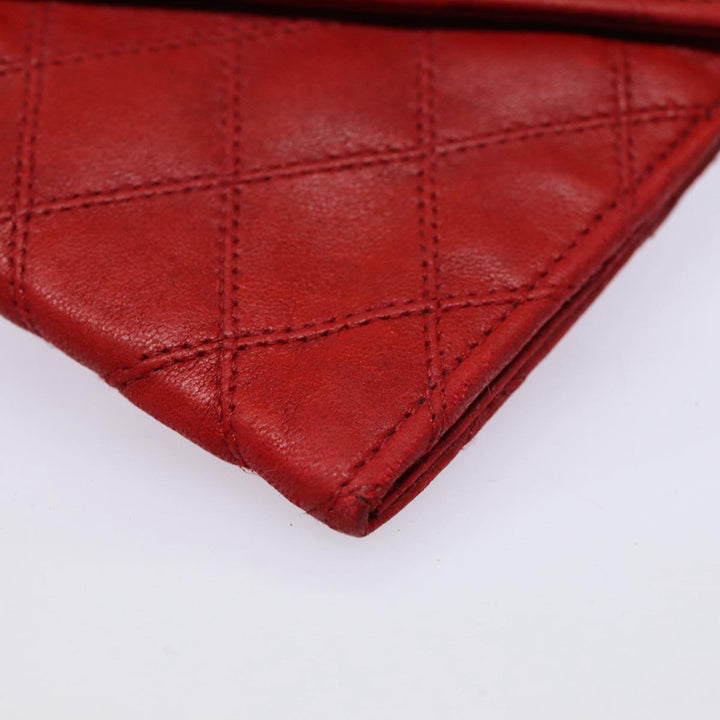 Chanel Bicolore Wallet Leather Red Gold CC Auth bs17431