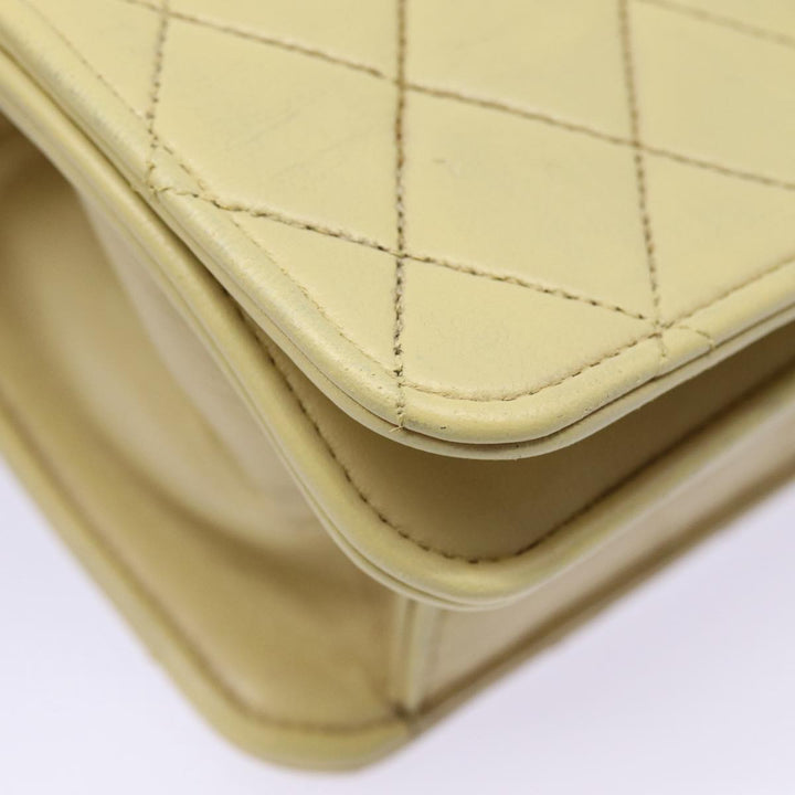 Top Quality Chanel Matelasse Chain Shoulder Bag Lamb Skin Beige Gold CC Auth bs17432