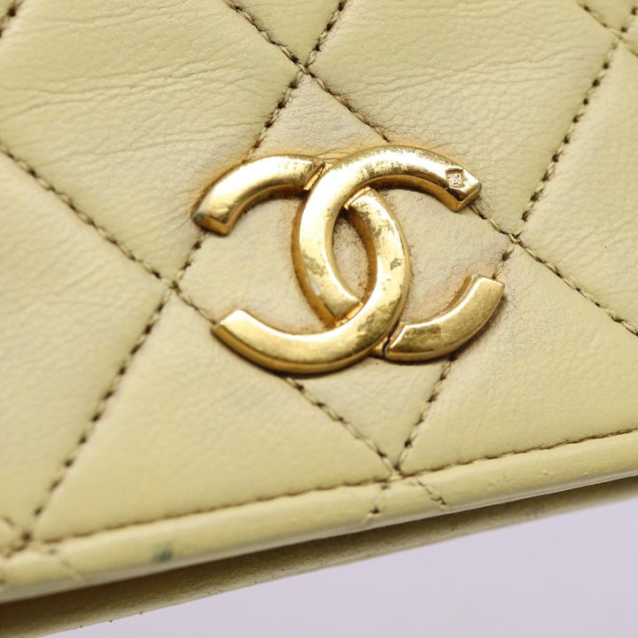 Top Quality Chanel Matelasse Chain Shoulder Bag Lamb Skin Beige Gold CC Auth bs17432