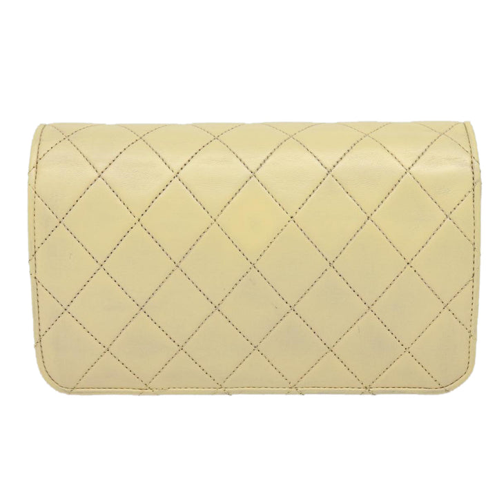 Top Quality Chanel Matelasse Chain Shoulder Bag Lamb Skin Beige Gold CC Auth bs17432