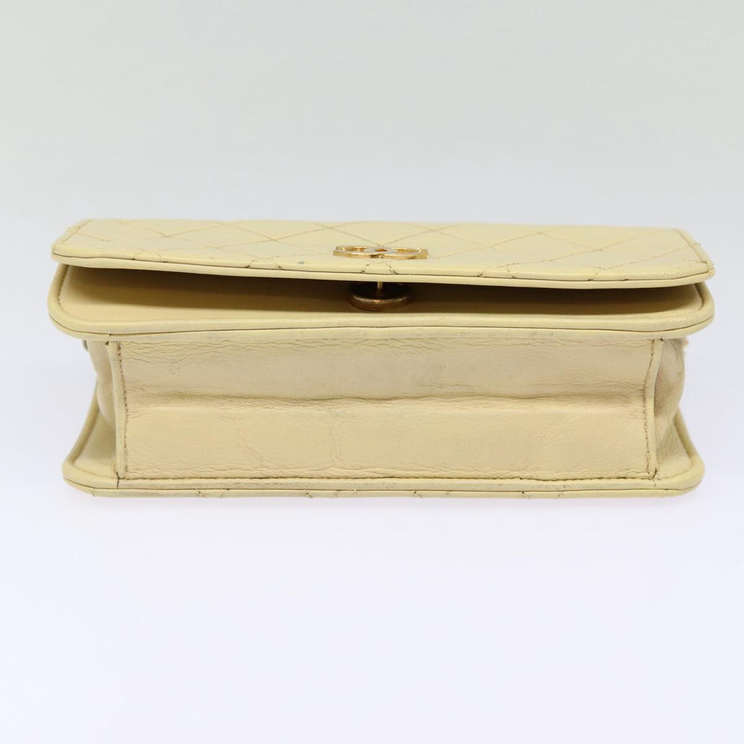 Top Quality Chanel Matelasse Chain Shoulder Bag Lamb Skin Beige Gold CC Auth bs17432