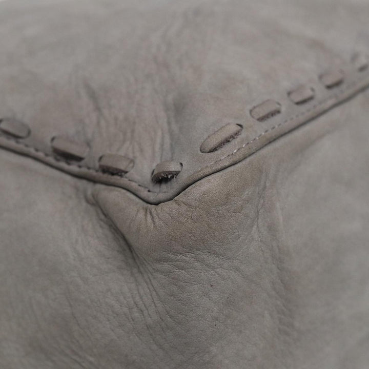 BurberrySs Hand Bag Leather Gray Silver Auth bs17438