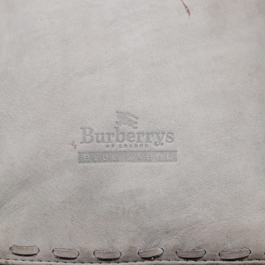BurberrySs Hand Bag Leather Gray Silver Auth bs17438