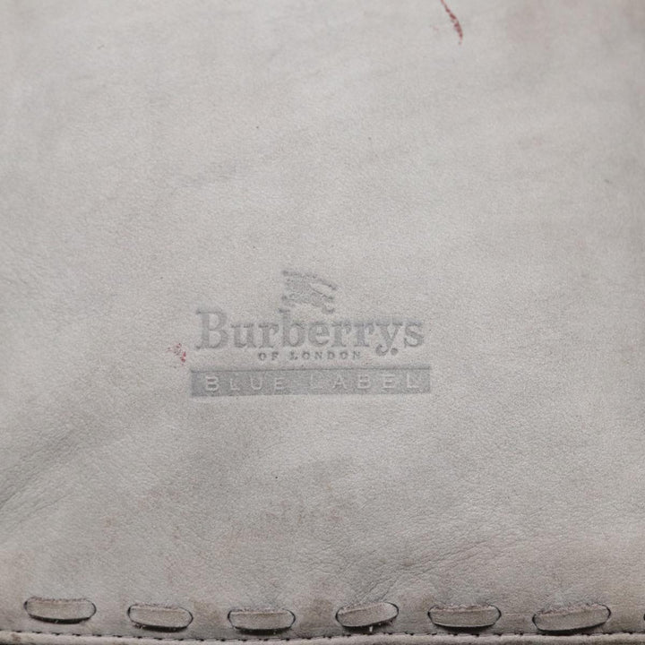 BurberrySs Hand Bag Leather Gray Silver Auth bs17438