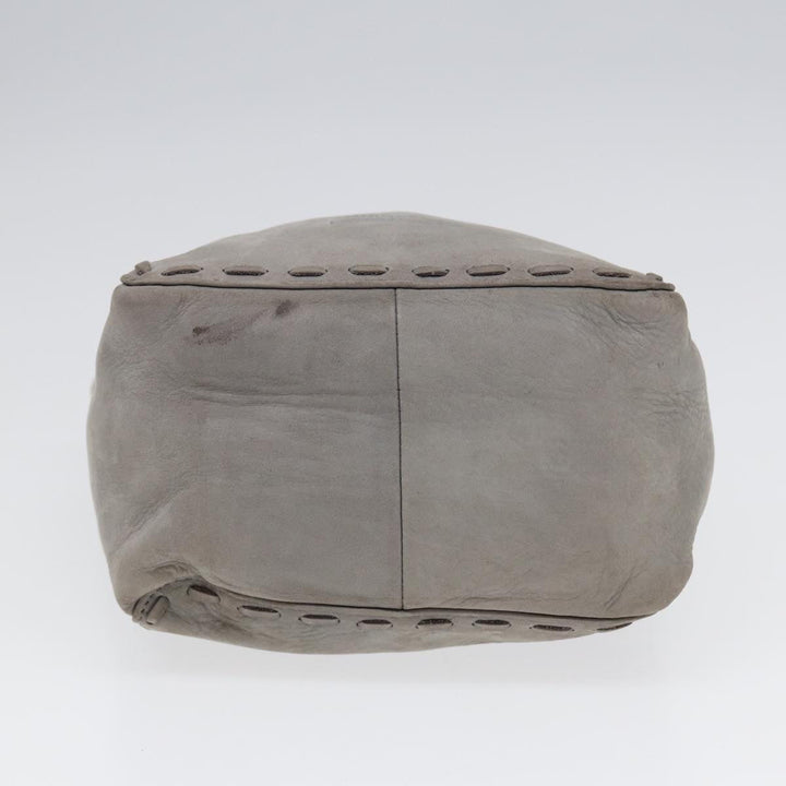 BurberrySs Hand Bag Leather Gray Silver Auth bs17438