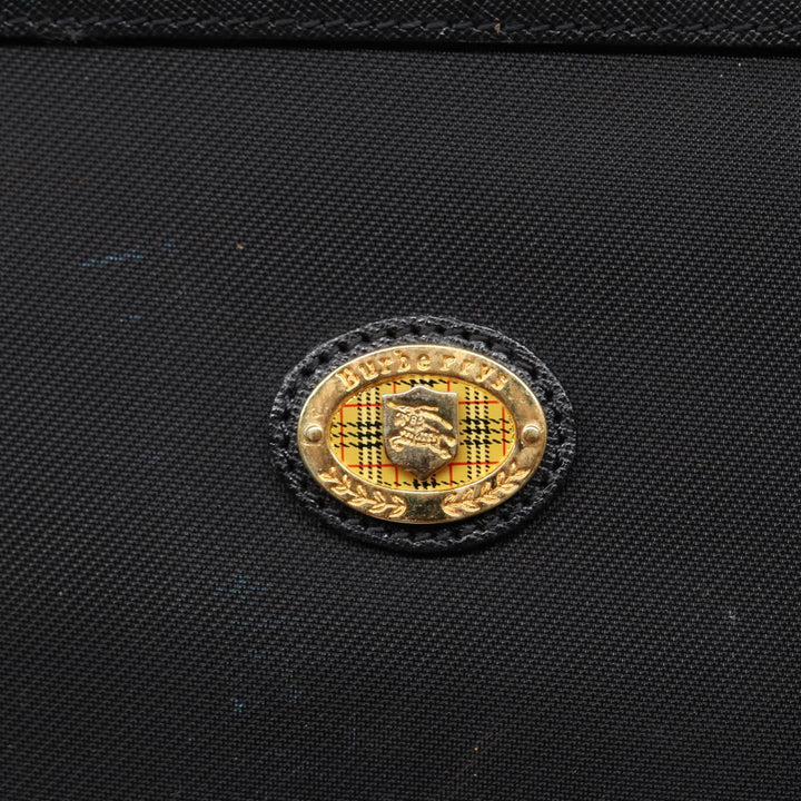 BurberrySs Clutch Bag PVC Black Gold Auth bs17440