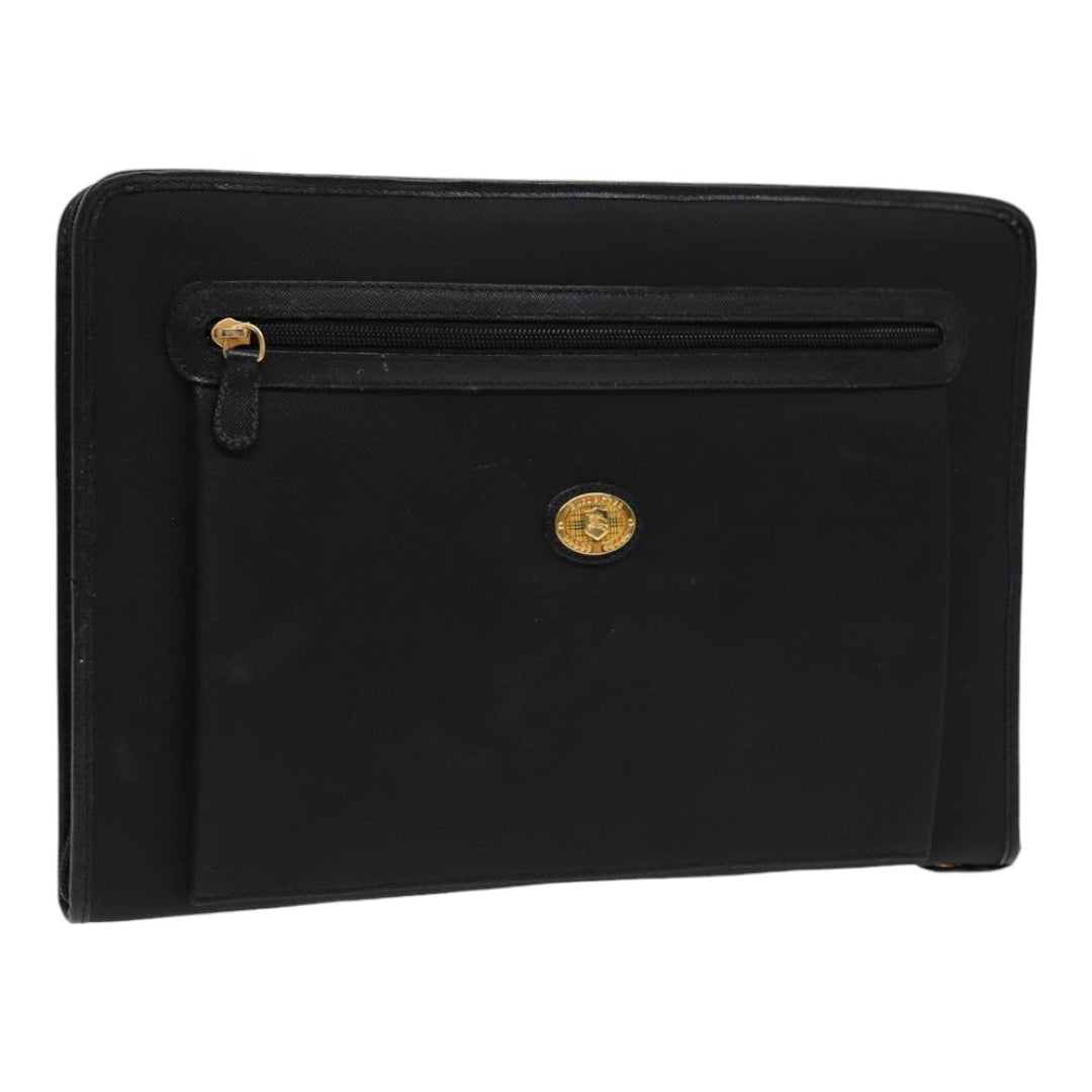 BurberrySs Clutch Bag PVC Black Gold Auth bs17440