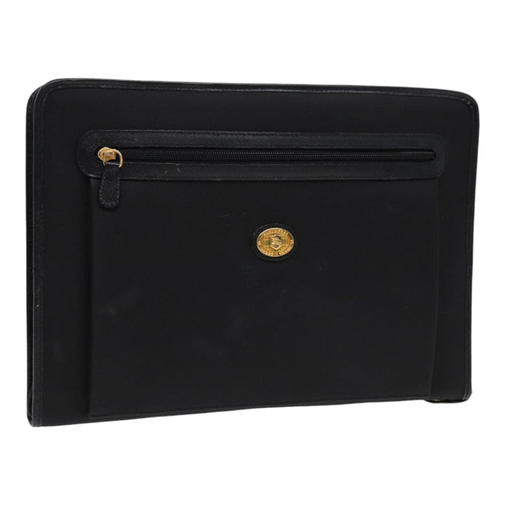 BurberrySs Clutch Bag PVC Black Gold Auth bs17440