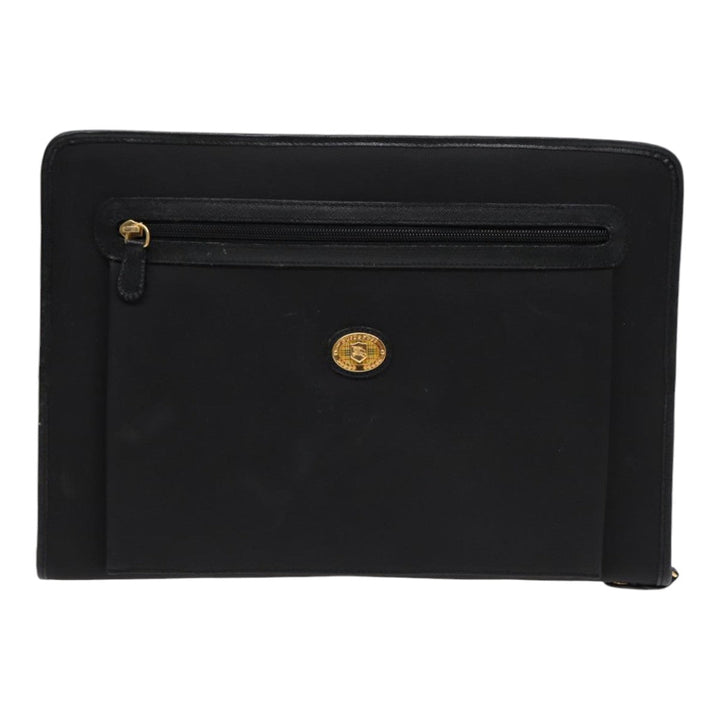 BurberrySs Clutch Bag PVC Black Gold Auth bs17440