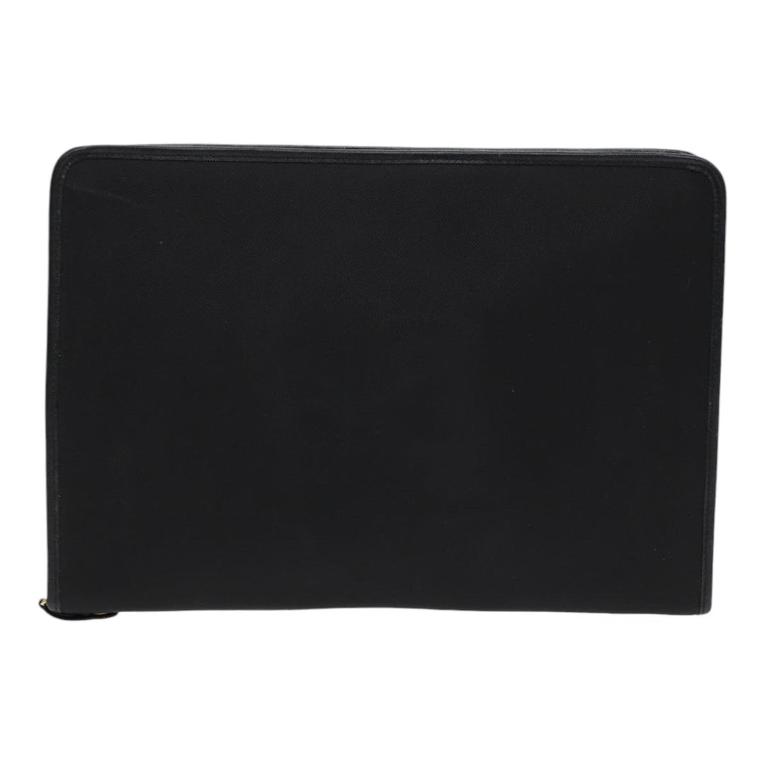 BurberrySs Clutch Bag PVC Black Gold Auth bs17440