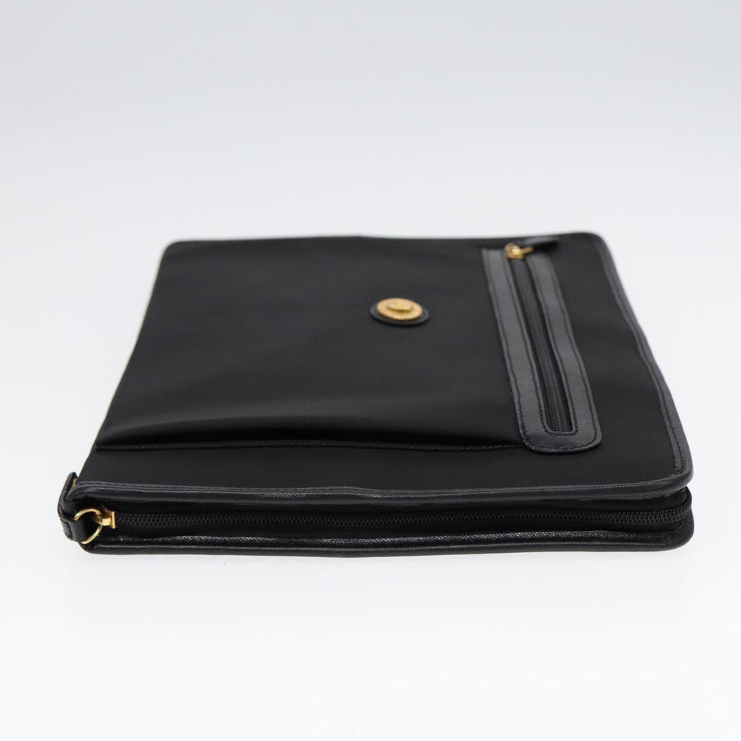 BurberrySs Clutch Bag PVC Black Gold Auth bs17440