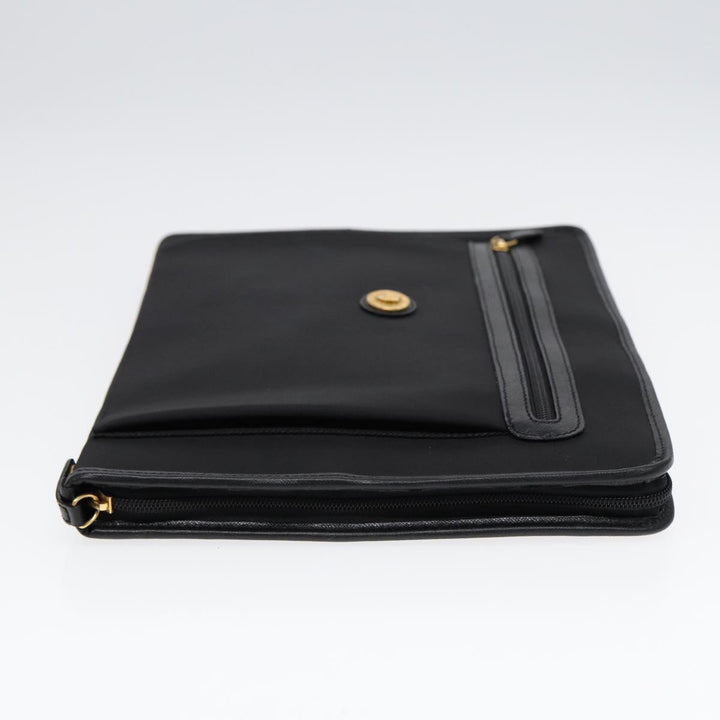 BurberrySs Clutch Bag PVC Black Gold Auth bs17440