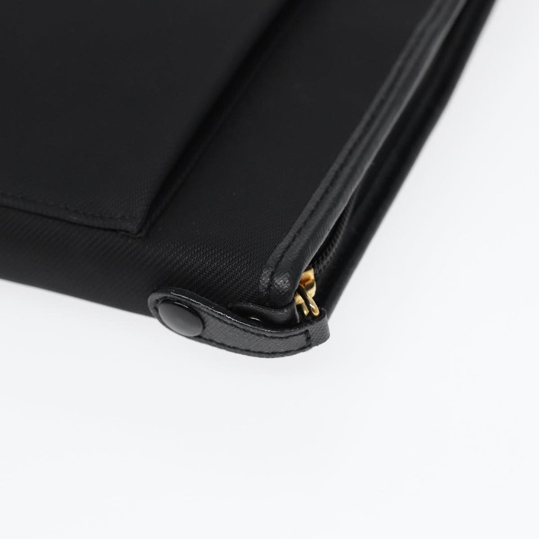BurberrySs Clutch Bag PVC Black Gold Auth bs17440