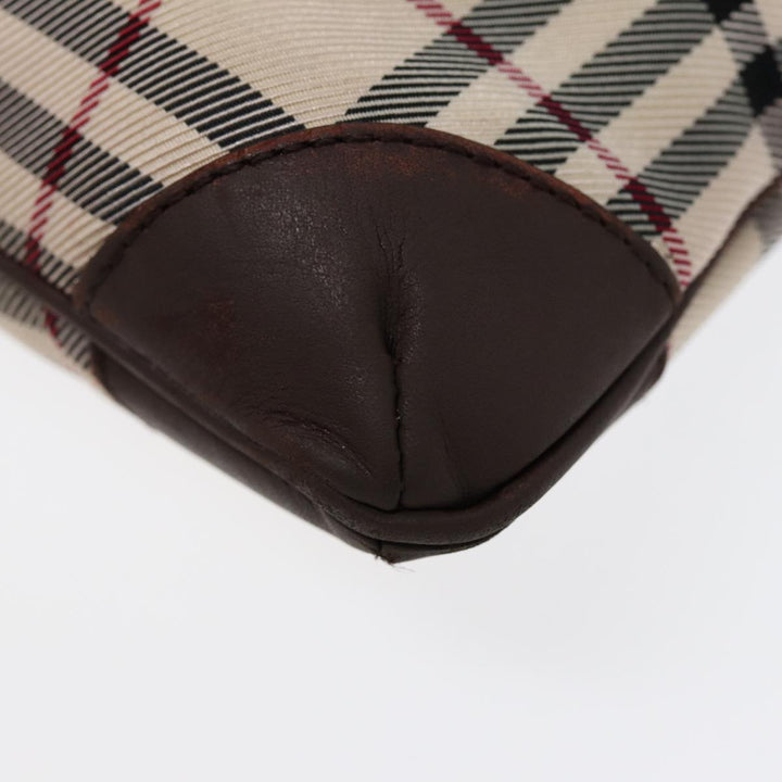 Burberry Nova Check Shoulder Bag Nylon Beige Brown Silver Auth bs17441