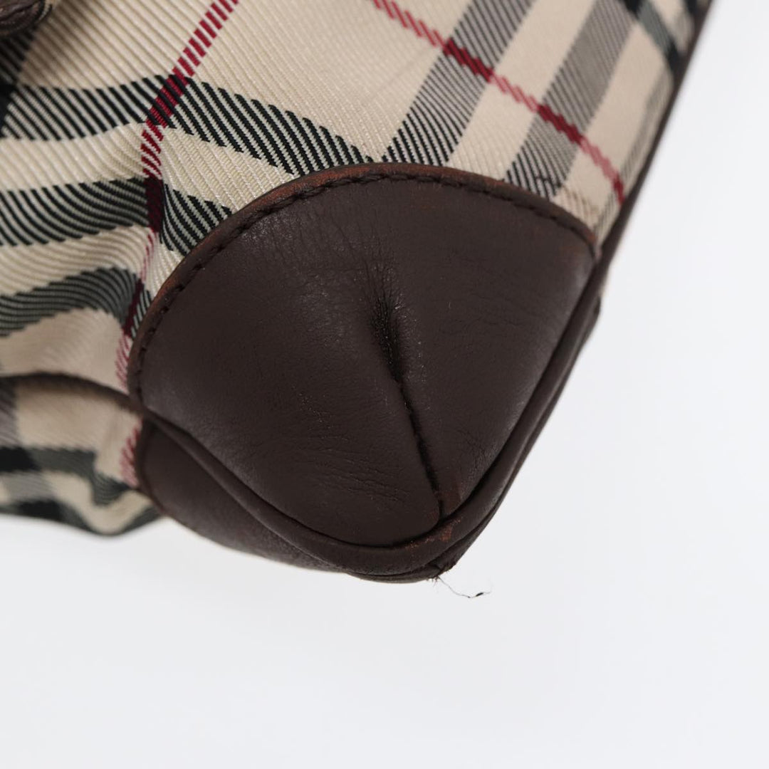Burberry Nova Check Shoulder Bag Nylon Beige Brown Silver Auth bs17441