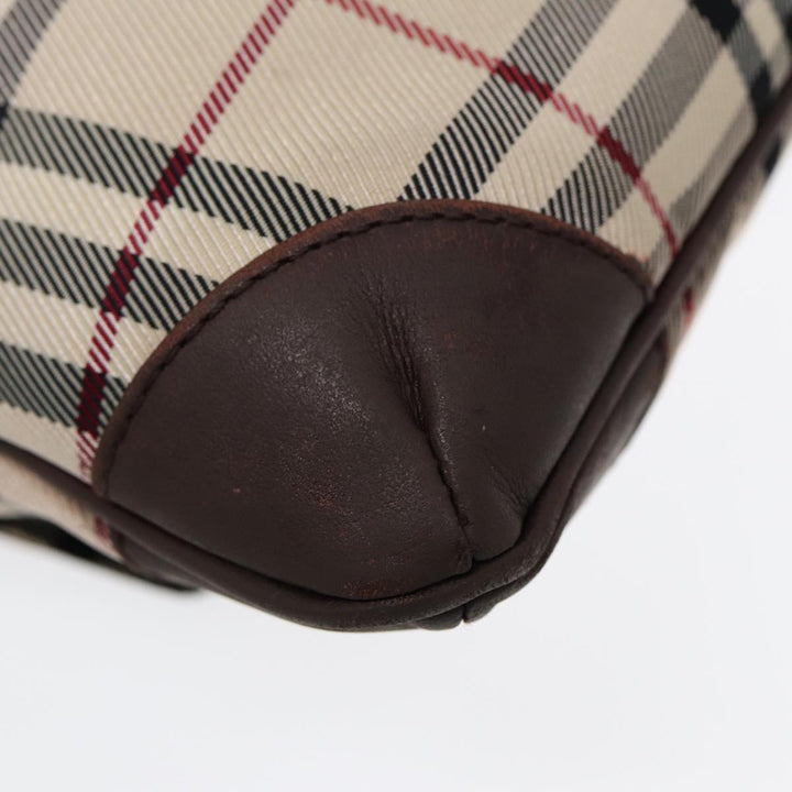 Burberry Nova Check Shoulder Bag Nylon Beige Brown Silver Auth bs17441