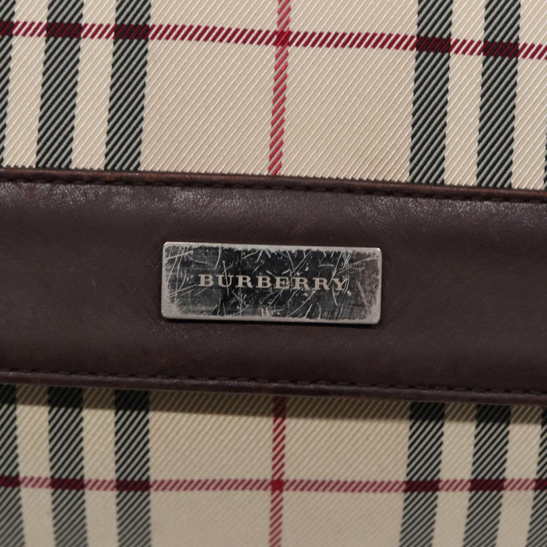 Burberry Nova Check Shoulder Bag Nylon Beige Brown Silver Auth bs17441