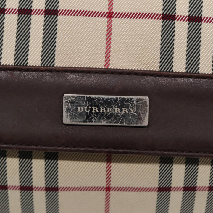 Burberry Nova Check Shoulder Bag Nylon Beige Brown Silver Auth bs17441