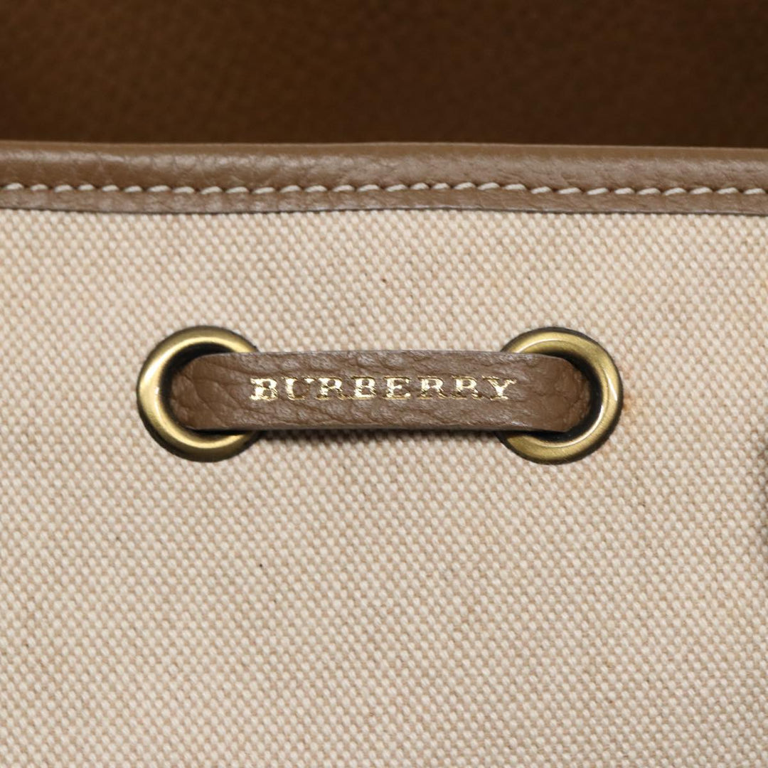 Burberry Hand Bag Canvas Beige Auth bs17442