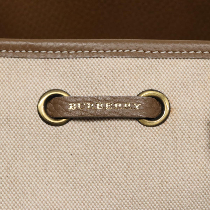 Burberry Hand Bag Canvas Beige Auth bs17442