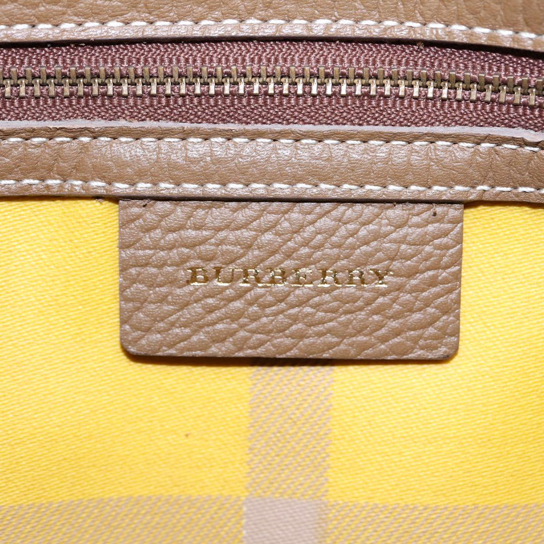 Burberry Hand Bag Canvas Beige Auth bs17442