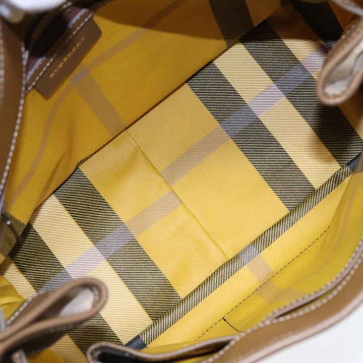 Burberry Hand Bag Canvas Beige Auth bs17442