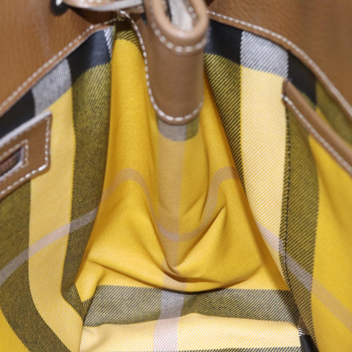 Burberry Hand Bag Canvas Beige Auth bs17442