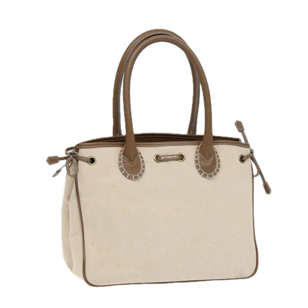 Burberry Hand Bag Canvas Beige Auth bs17442