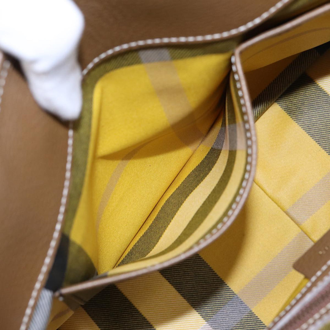 Burberry Hand Bag Canvas Beige Auth bs17442
