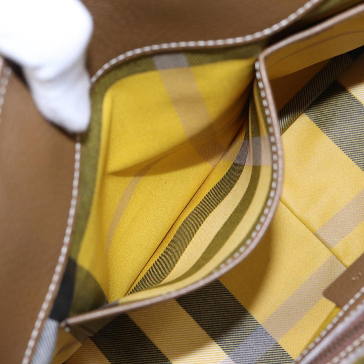 Burberry Hand Bag Canvas Beige Auth bs17442