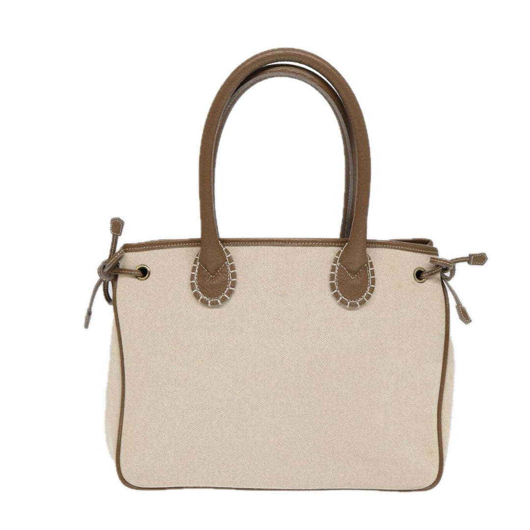 Burberry Hand Bag Canvas Beige Auth bs17442