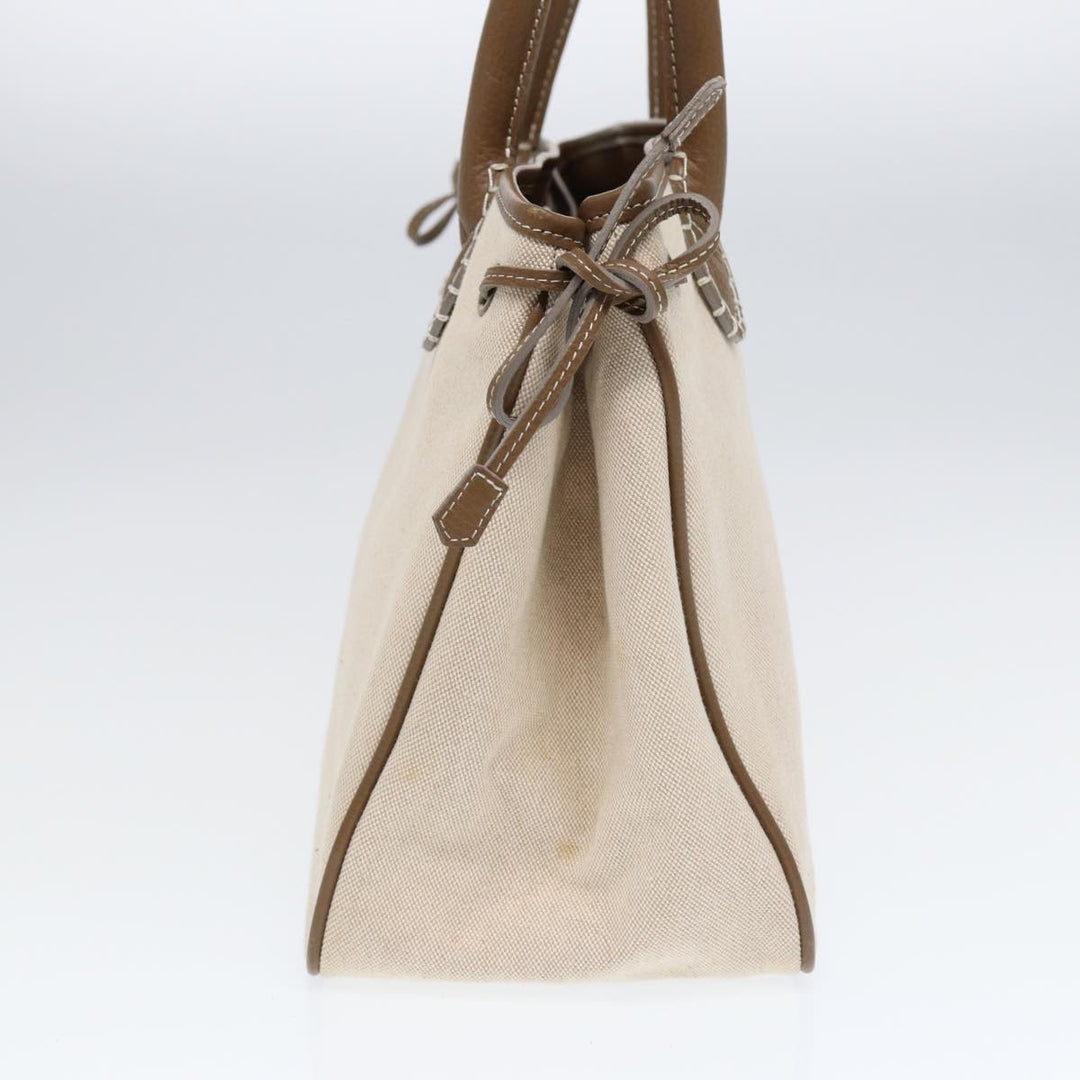 Burberry Hand Bag Canvas Beige Auth bs17442